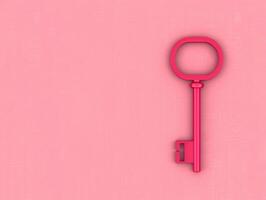 Minimalist Pink Background with Single Red Key for Valentine's Day Concepts, Modern Home Decor, Love Symbolism, and Security Themes photo