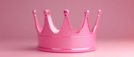 Pink Crown Against Solid Background Reflecting Elegance and Feminine Themes, Vibrant Color Palette for Modern and Playful Designs, Royalty Concept in Minimalistic Style photo