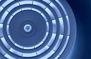 Abstract Precision Circle Texture With Blue Backlit Of Same Segments On Dark Blue Background photo