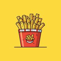 french fries illustration. clean line and cool color clip art for menu, poster, web vector