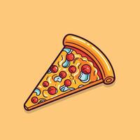 pizza slice illustration. clean line and cool color clip art for menu, poster, web vector