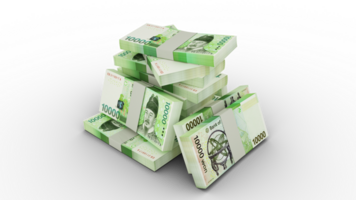 3d rendering of Stack of Korean won notes. bundles of South Korean currency notes isolated on transparent background png