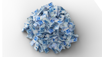Big pile of Nigerian naira notes. A lot of money isolated on transparent background. 3d rendering of bundles of cash png
