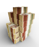 Big stacks of British pounds sterling notes. A lot of money isolated on transparent background. 3d rendering of bundles of cash png