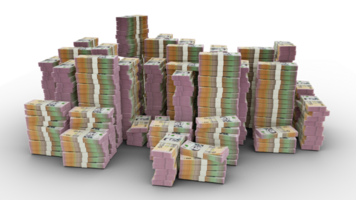 Big stack of 100 Uruguayan Peso Uruguayo notes. A lot of money isolated on transparent background. 3d rendering of bundles of cash png