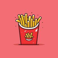 french fries illustration. clean line and cool color clip art for menu, poster, web vector