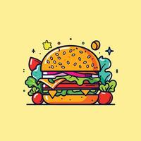 hamburger clip art illustration for menu, poster, web vector