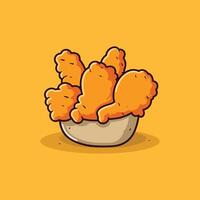 chicken tenders illustration. clean line and cool color clip art for menu, poster, web vector