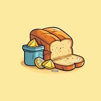 bread and butter illustration. clean line and cool color clip art for menu, poster, web vector