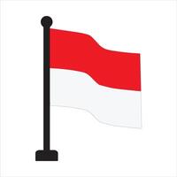 Indonesian Flag with Pole, illustration of the Indonesian flag waving, featuring the red and white colors on a black flagpole. Ideal for educational materials, art projects, or decorations vector