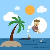 Nightmare in the middle of the sea, when you find a shark swimming in front of you vector