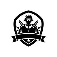 independence day soldier Silhouette logo design template black and white vector