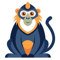 Douc monkey sits kawaii vector