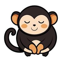 Douc monkey sleeps kawaii vector