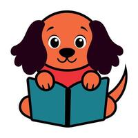 Doxiepoo dog reading kawaii vector