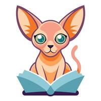Devon Rex cat learns kawaii vector