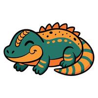 Cuviers Dwarf Caiman sleeps kawaii vector
