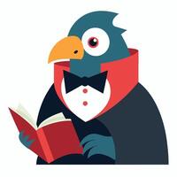 Dracula Parrot reading kawaii vector