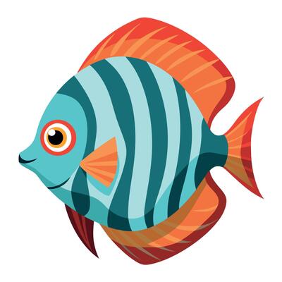 Discus fish stands kawaii