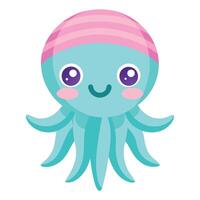 Cuttlefish octopus goes kawaii vector