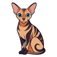 Devon Rex cat sits kawaii vector