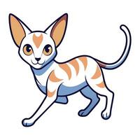 Devon Rex cat runs kawaii vector
