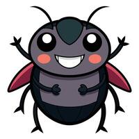Darkling Beetle bug smiles kawaii vector