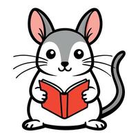 Degu mouse reading kawaii vector