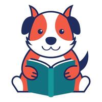 Daug dog reading kawaii vector