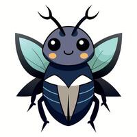 Darkling Beetle bug sits kawaii vector
