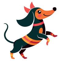 Dachsador dog dancing kawaii vector