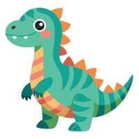 Dinosaur sits kawaii vector