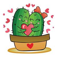 illustration of Cute Cactus Couple vector