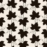 Grape vine with leaves pattern, dark vine silhouette on beige background. vector