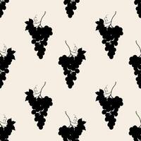 Pattern grape silhouette dark color on beige background. vector