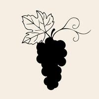Silhouette of bunch of grapes, on white background. Element design, logo, icon. vector