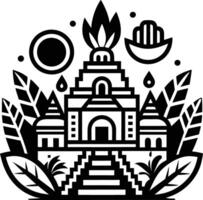 Simple relaxing zone, festival, Maya style black and white icon on white background vector