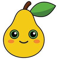 Simple Pear Fruit Illustration on White Background vector