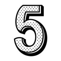 number 5 letter having dotted outline on white background vector