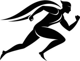 Silhouette logo of an athletic runner in motion simple shapes and lines having white background vector
