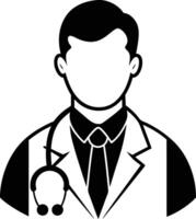 Doctor with Elements Illustration Silhouette on White Background vector