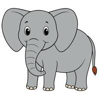 2D African Elephant cartoon character icon illustration on white background vector