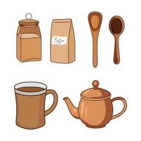 Coffee Collection. Set of 6 Essential Coffee Objects vector