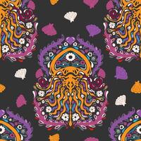 a colorful pattern with an octopus and shells vector