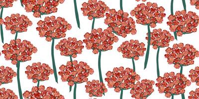 a pattern with red flowers on a white background vector