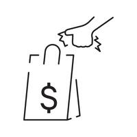 Cashier and Cash register line icon design. Payment service machine sign and symbol. vector