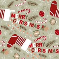Seamless pattern with Christmas elements. For fabrics, wrapping paper, wallpapers. vector