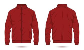 Red bomber jacket mockup front and back view vector