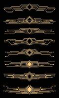Collection of different abstract gold deco art lines vector