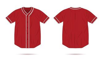 Red baseball jersey mockup front and back view vector